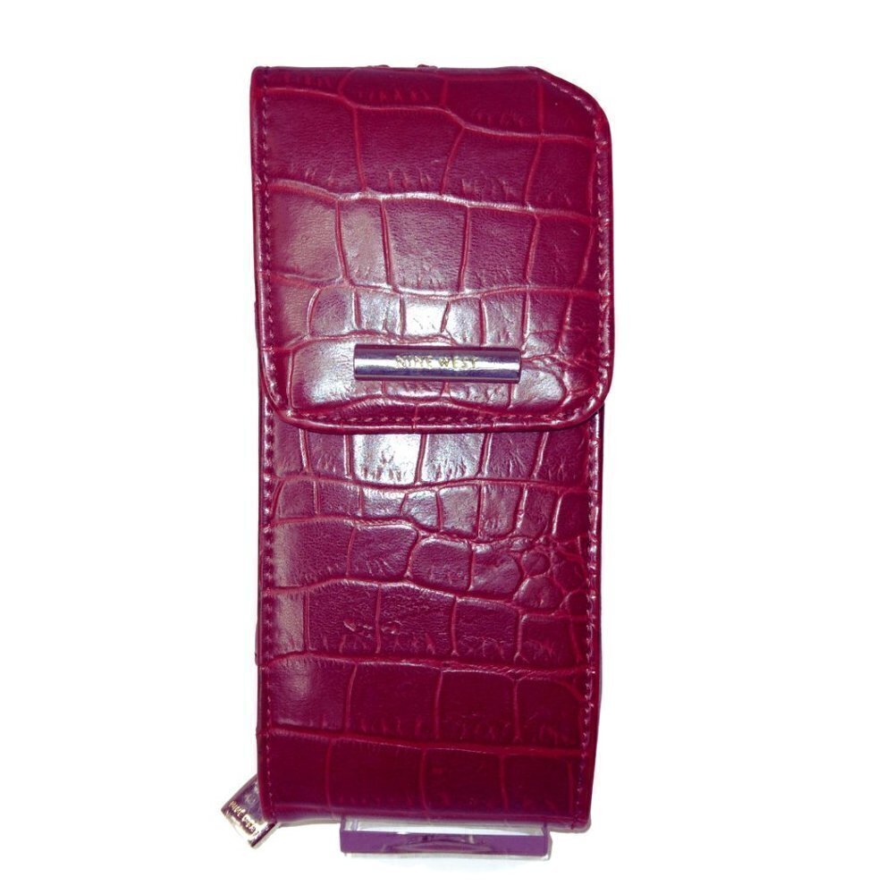 NINE WEST RED FAUX CROCODILE LEATHER CELL PHONE WRISTLET WALLET & CARD HOLDER
